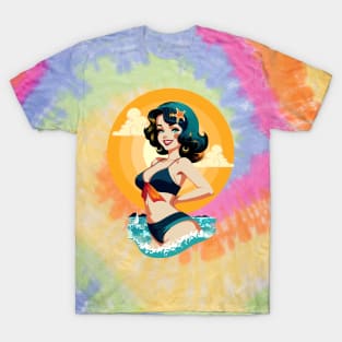 Girl Pin Up Summer Beauty Retro Pop Art Model T-Shirt